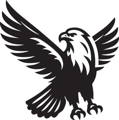 Majestic Eagle Silhouette Vector in Black and White | Wildlife Art Print