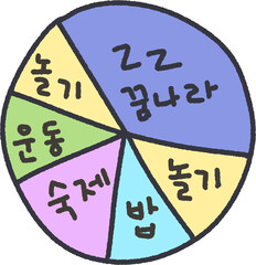 손으로 그린 생활계획표 일러스트