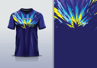 T-shirt mockup abstract texture grunge texture sport jersey design for football, soccer, racing, esports, running, blue navy yellow color © Nimpuna O