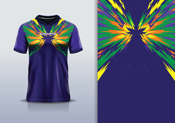 T-shirt mockup abstract texture grunge texture sport jersey design for football, soccer, racing, esports, running, blue green yellow color © Nimpuna O