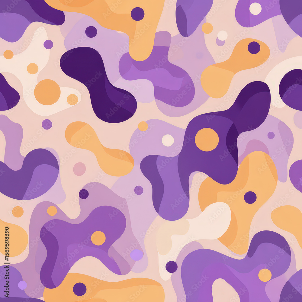 Poster abstract seamless pattern of floating shapes in vibrant colors and smooth curves for artistic applic