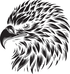 Majestic Eagle Silhouette Vector in Black and White | Wildlife Art Print
