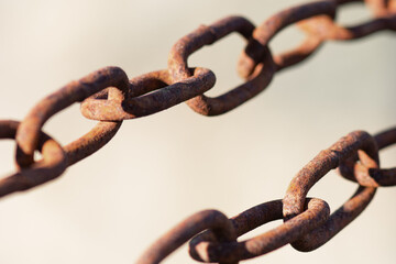 Rusty chain background, close up photo. Connection of engineering structures.