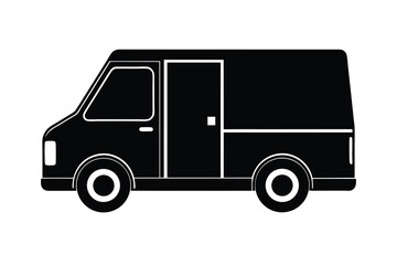 Black and White Illustration of a Panel Van Vehicle