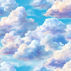 Soft and Fluffy Cumulus Clouds Pattern in a Seamless Design for Background and Textures