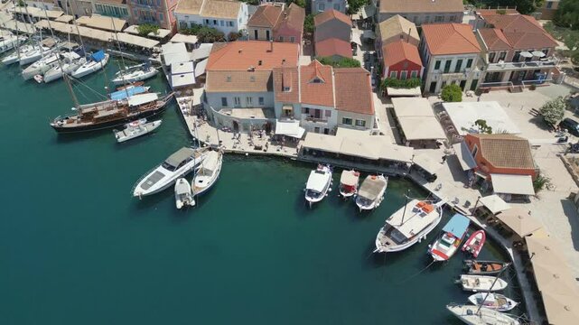 Aerial Footage of Fiskardo Village in Kefalonia, Greece