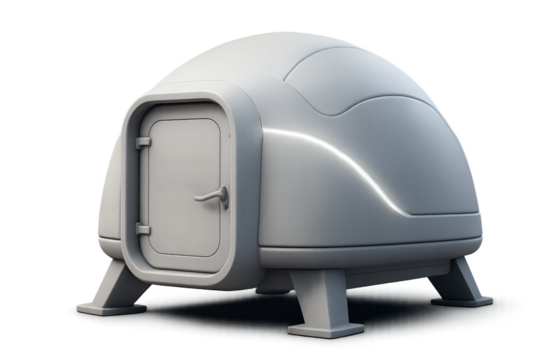 Modern compact storage unit in minimalist design and gray color Isolyate on transparent background