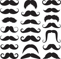 Black mustache silhouettes various styles facial hair vintage