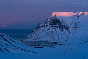 Snow-Covered Mountain at Twilight