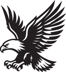 Majestic Eagle Silhouette Vector in Black and White | Wildlife Art Print
