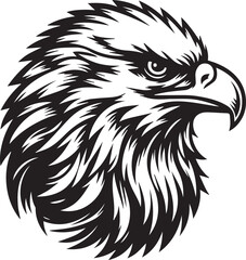 Majestic Eagle Silhouette Vector in Black and White | Wildlife Art Print