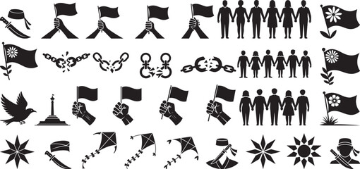 Diverse Silhouettes Representing Freedom Unity and Celebration