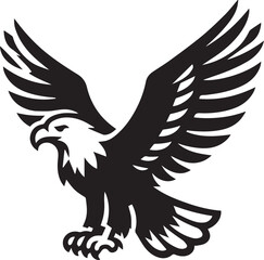 Majestic Eagle Silhouette Vector in Black and White | Wildlife Art Print