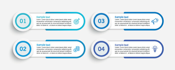 Business infographic template with 4 options or steps. Can be used for workflow layout, diagram, annual report, web design