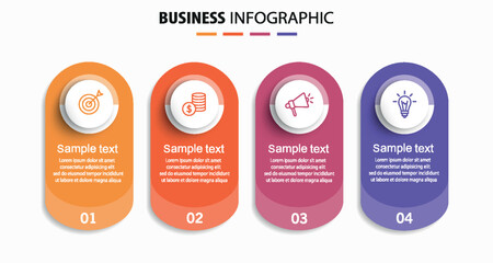 Business infographic template with 4 options or steps. Can be used for workflow layout, diagram, annual report, web design