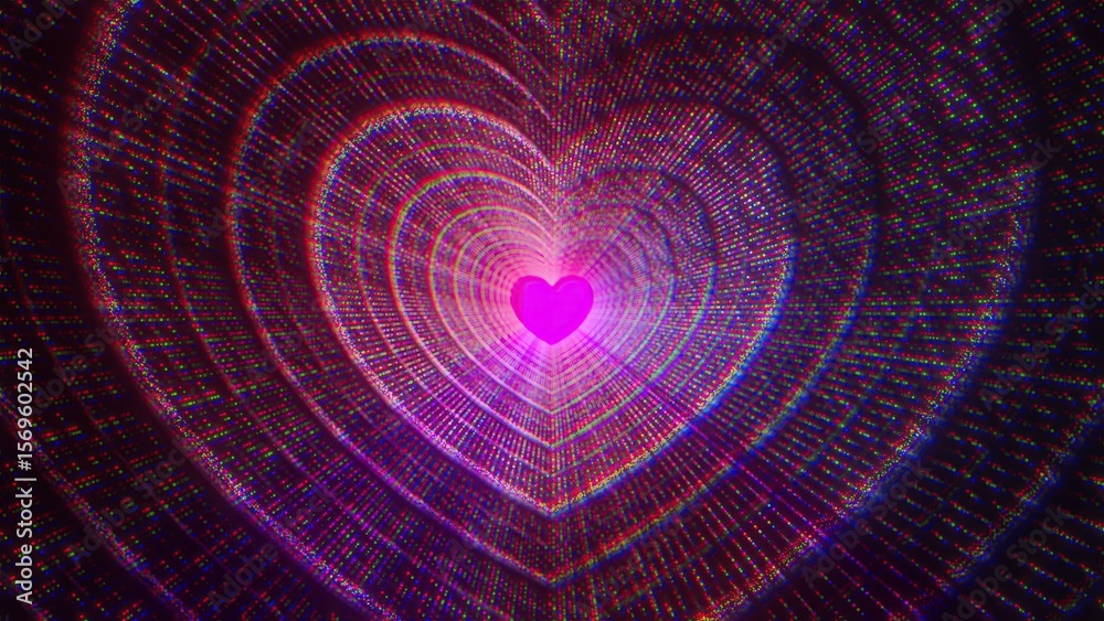 Poster Heart tunnel with particles. Computer generated 3d render