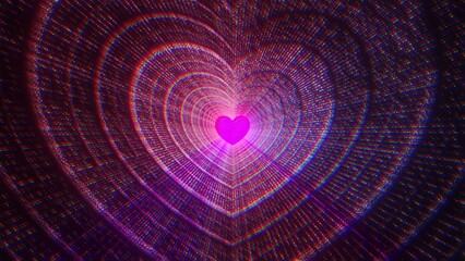 Heart tunnel with particles. Computer generated 3d render