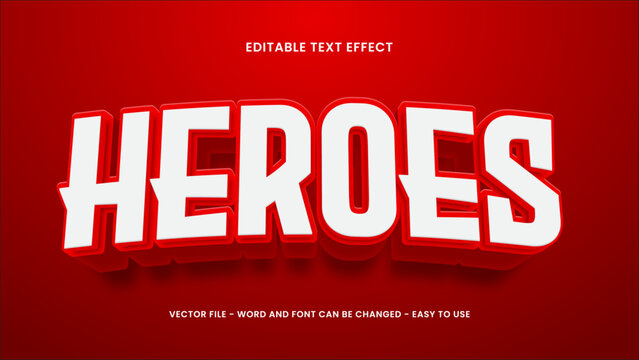 Red text effect  editable heroes 3d text effect