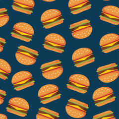 Hamburger seamless pattern. hamburger texture for fast food banner, textile, wrapping paper, package, cover