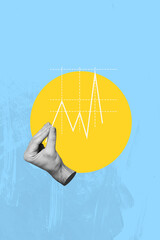 Collage of successful person near large rising arrow or stats symbolizing financial growth business...