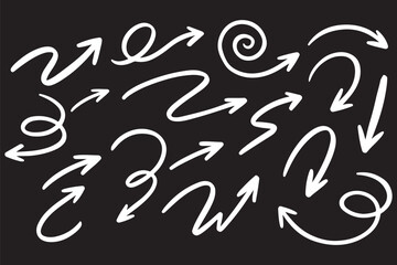Hand drawn vector arrows doodle set on white background. design element vector illustration.