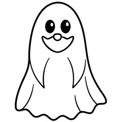 Cute Ghost Outline Vector