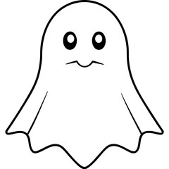 Cute Ghost Outline Vector