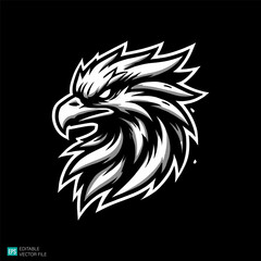 eagle head with water splash  illustration style vector black and white background templates