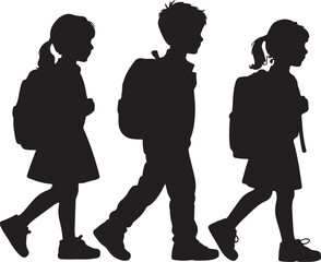 Children walking with backpacks school students