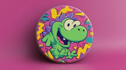 Cheerful cartoon dinosaur character design on a vibrant background with eye-catching colors