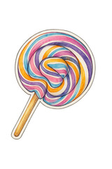 Watercolor Anime Colorful Lollipop  &ndash; Transparent Background, AI Enhanced