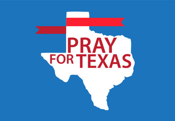 Pray for Texas Concept with Red Ribbon on Map