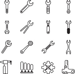 Fototapeta premium Various metal tools and mechanical parts wrench spanner