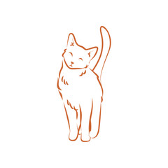 Charming Orange Cat Illustration Elegant Line Art Design