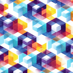 Isometric Grid Pattern of Colorful Hexagons in a Seamless Design for Modern Backgrounds and Textiles