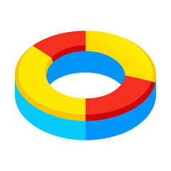 3d inflatable swimming ring in red yellow and blue vector