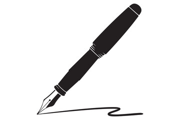 Black pen silhouette icon isolated on white background for office, writing, or education concept vector illustration