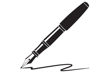 Black pen silhouette icon isolated on white background for office, writing, or education concept vector illustration