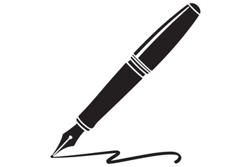Black pen silhouette icon isolated on white background for office, writing, or education concept vector illustration