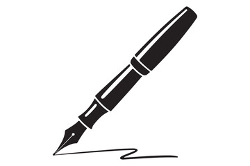 Black pen silhouette icon isolated on white background for office, writing, or education concept vector illustration