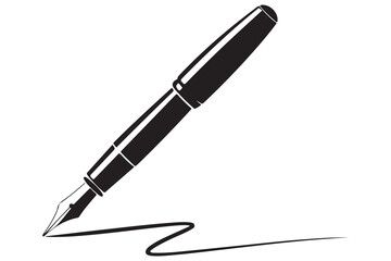 Black pen silhouette icon isolated on white background for office, writing, or education concept vector illustration