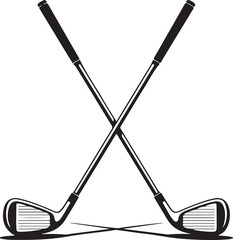 Pair of iron or wedge golf club flat vector icon for sports apps and websites