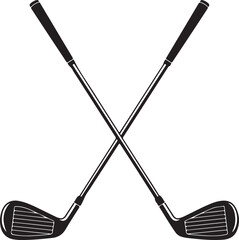Pair of iron or wedge golf club flat vector icon for sports apps and websites
