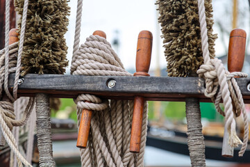 Details eines Kutters, eines Schiffs, eines Segelschiffs.