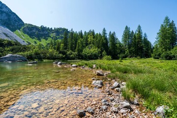 Obraz premium Alpine lake and mountain in Kalkalpen National Park
