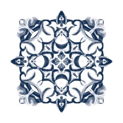 Design for ceramic tiles, majolica, watercolor ornament. hand drawing plate decoration
