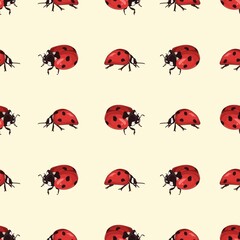 Seamless colorful cute ladybug print pattern