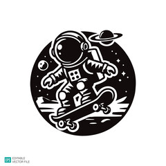 kid astronaut  illustration style vector black and white background templates