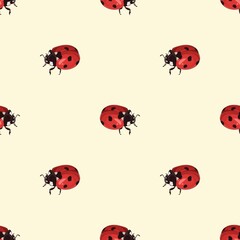 Seamless colorful cute ladybug print pattern