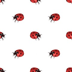Seamless colorful cute ladybug print pattern